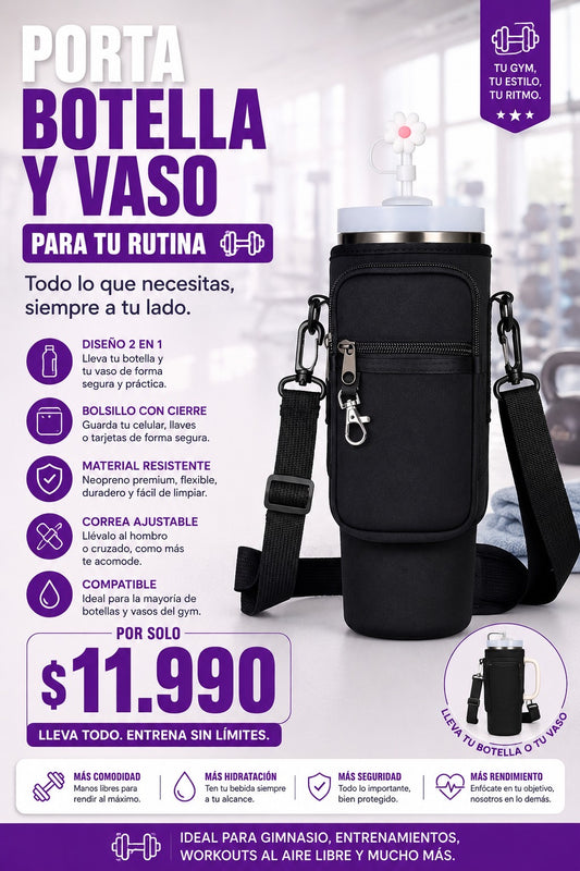 Portador de botella y vaso para el gym
