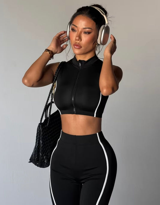 Conjunto deportivo sin mangas negro