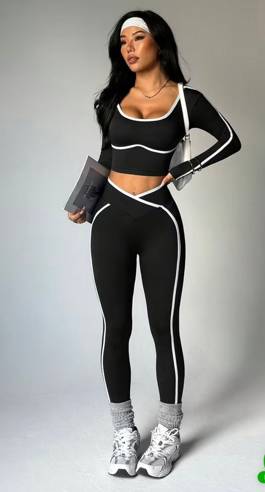conjunto negro c/mangas